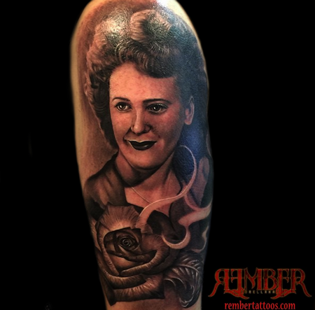 Rember, Dark Age Tattoo Studio - Black and Grey Portrait